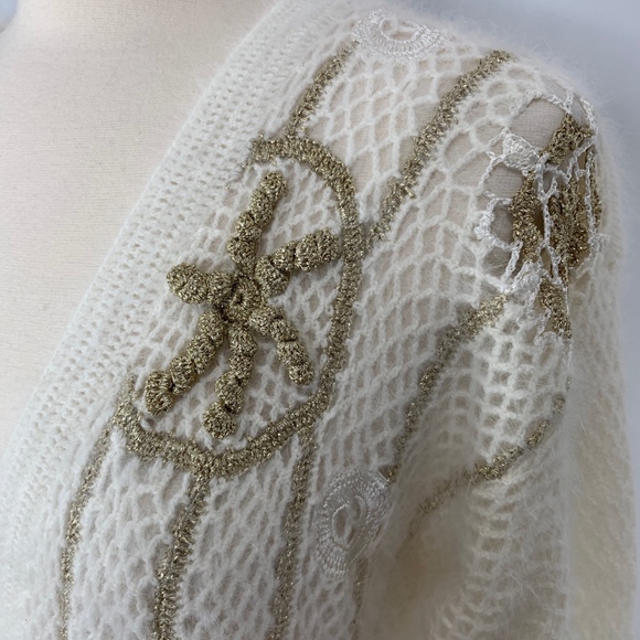 Shannan Vintage Angora Crochet Cardigan - Picture 2 of 8